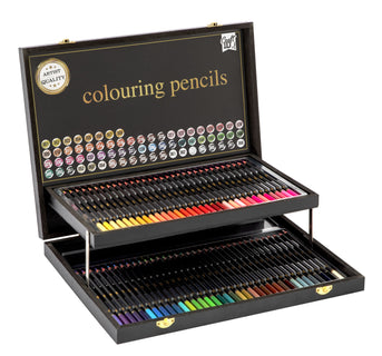 Värikynät 68 kpl puisessa laatikossa