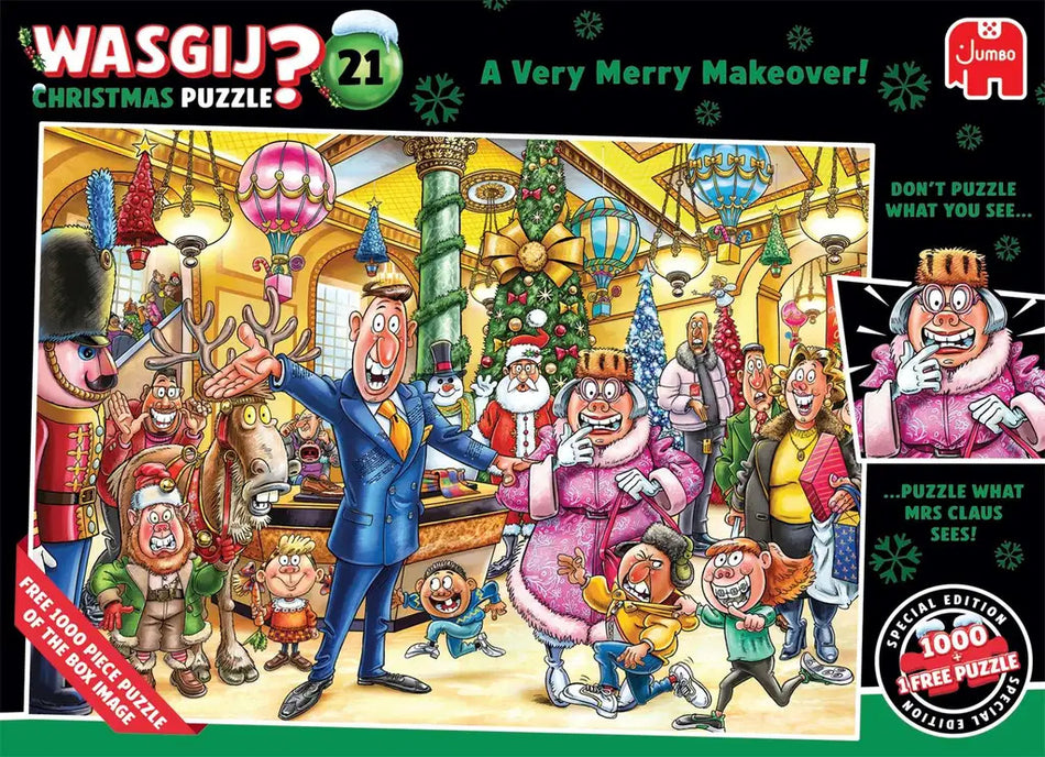 Valokuva tuotteesta Palapeli 1000 palaa x 2 Wasgij Christmas 21 Very Merry Makeover, kuuluu tuoteryhmään Palapelit.