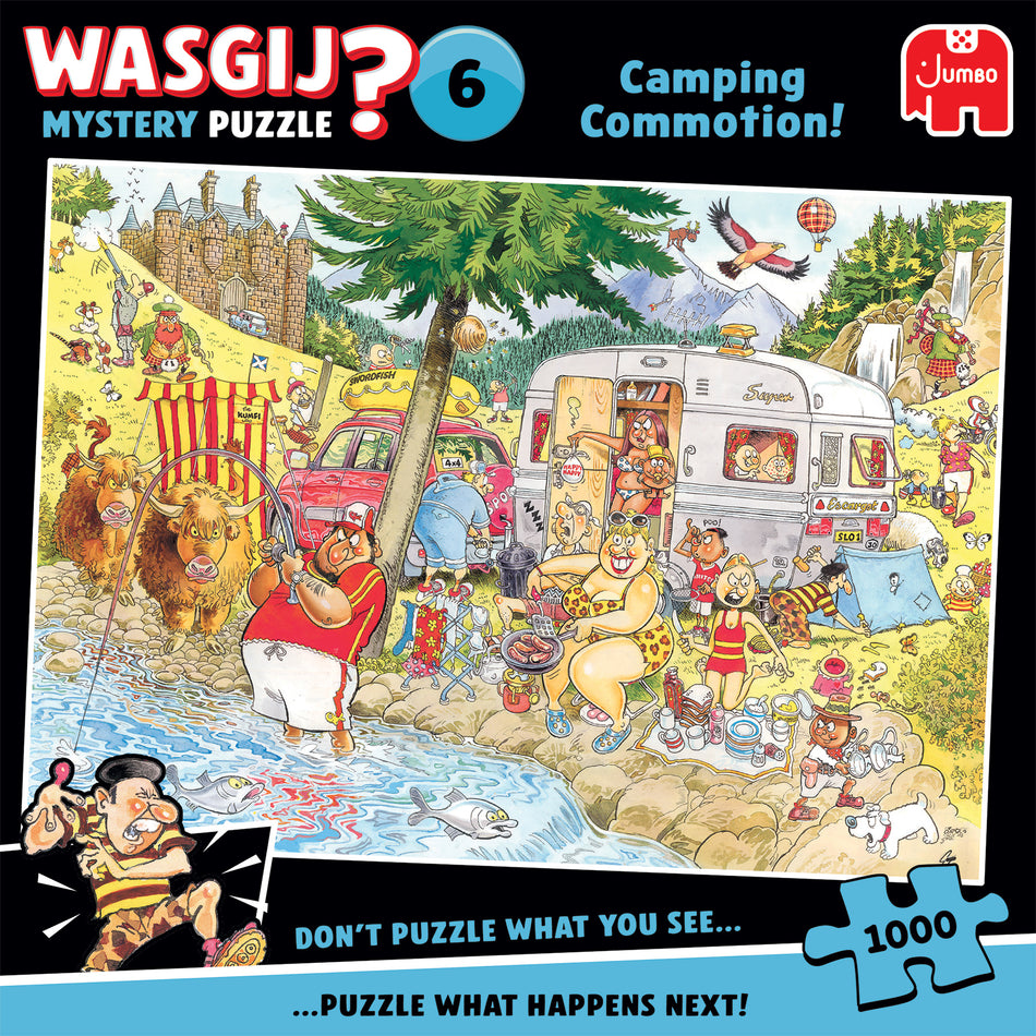 Valokuva tuotteesta Palapeli 1000 palaa Wasgij Mystery 6 Camping Commotion!, kuuluu tuoteryhmään Palapelit.