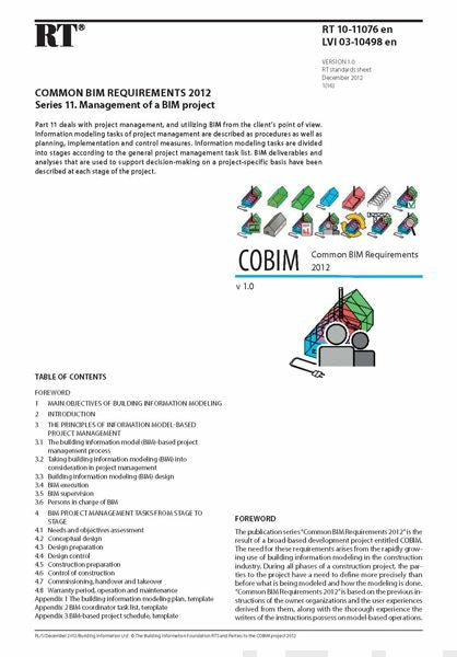 RT 10-11076 en, Common BIM Requirements 2012. Series 11. Management of a BIM project (Version 1.0, 2012)
