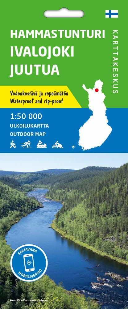 Hammastunturi Ivalojoki Juutua ulkoilukartta, 1:50 000