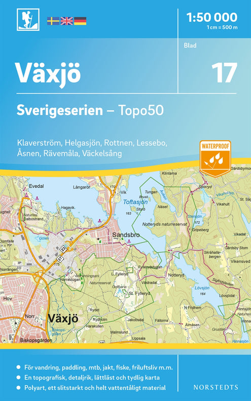 17 Växjö Sverigeserien Topo50 : Skala 1:50 000