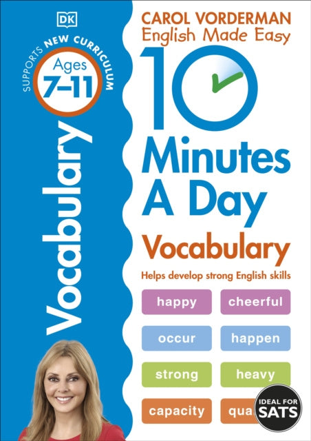 Valokuva kirjasta Carol Vorderman 10 Minutes A Day Vocabulary, Ages 7-11 (Key Stage 2), kuuluu tuoteryhmään Ulkomaiset lasten tietokirjat.