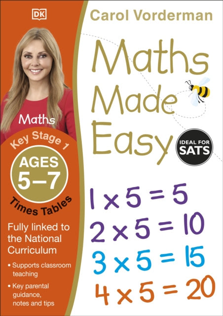 Valokuva kirjasta Carol Vorderman Maths Made Easy: Times Tables, Ages 5-7 (Key Stage 1), kuuluu tuoteryhmään Ulkomaiset lasten tietokirjat.