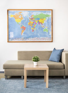 GeoMetro XL World Map - with oak frame