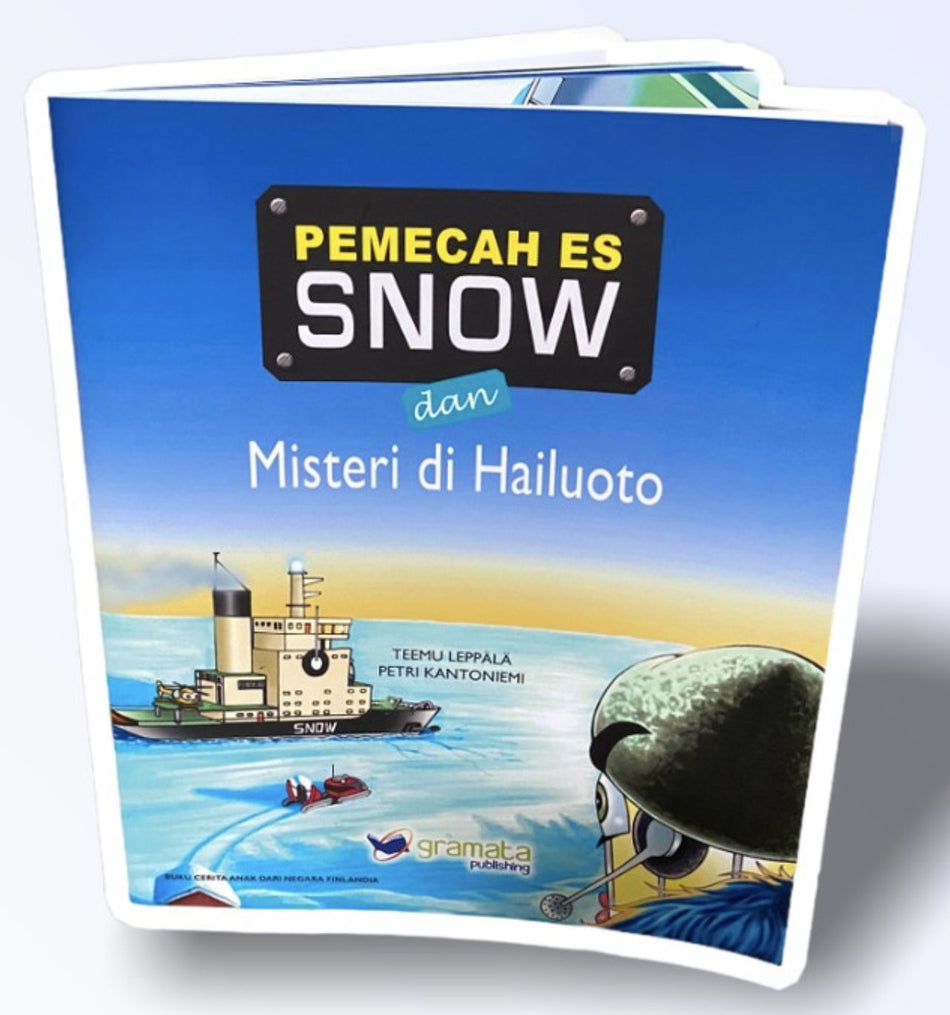 Valokuva kirjasta Teemu Leppälä Pemecah Es Snow dan Misteri di Hailuoto (indonesiankielinen), kuuluu tuoteryhmään Lasten kuvakirjat.