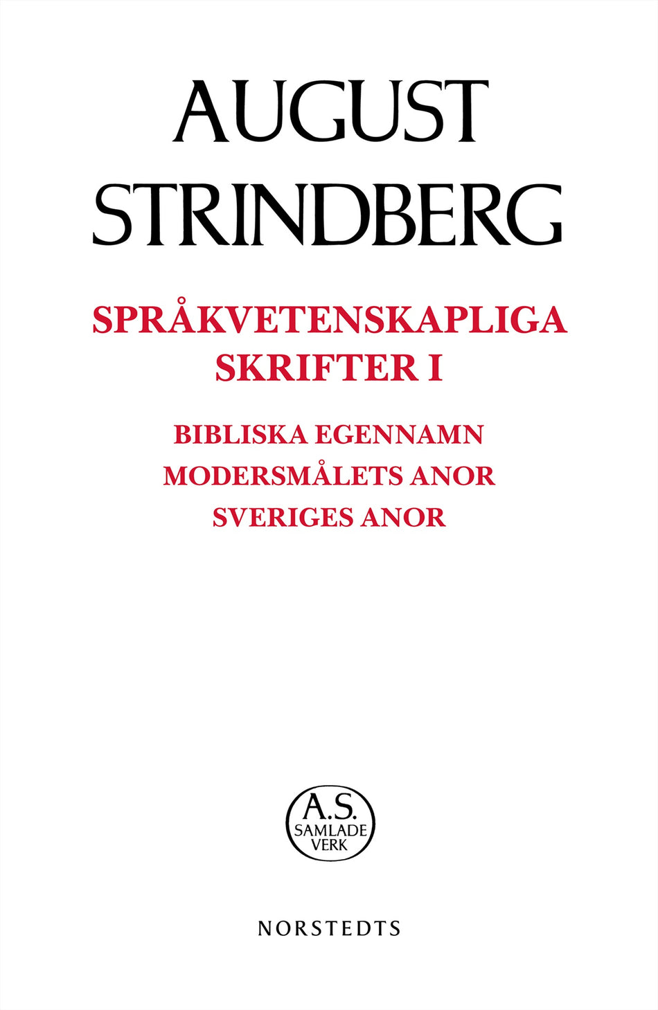 Valokuva kirjasta August Strindberg Språkvetenskapliga skrifter I : bibliska egennamn modersmålets anor Sveriges anor, kuuluu tuoteryhmään Ruots kaunokirjat.