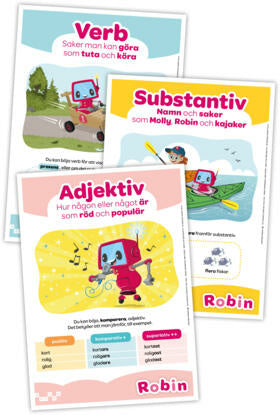 Valokuva kirjasta  Robinaffischer, ordklasser (3st, A3-format), kuuluu tuoteryhmään Ruots lapset nuoret ja sarjakuvat.