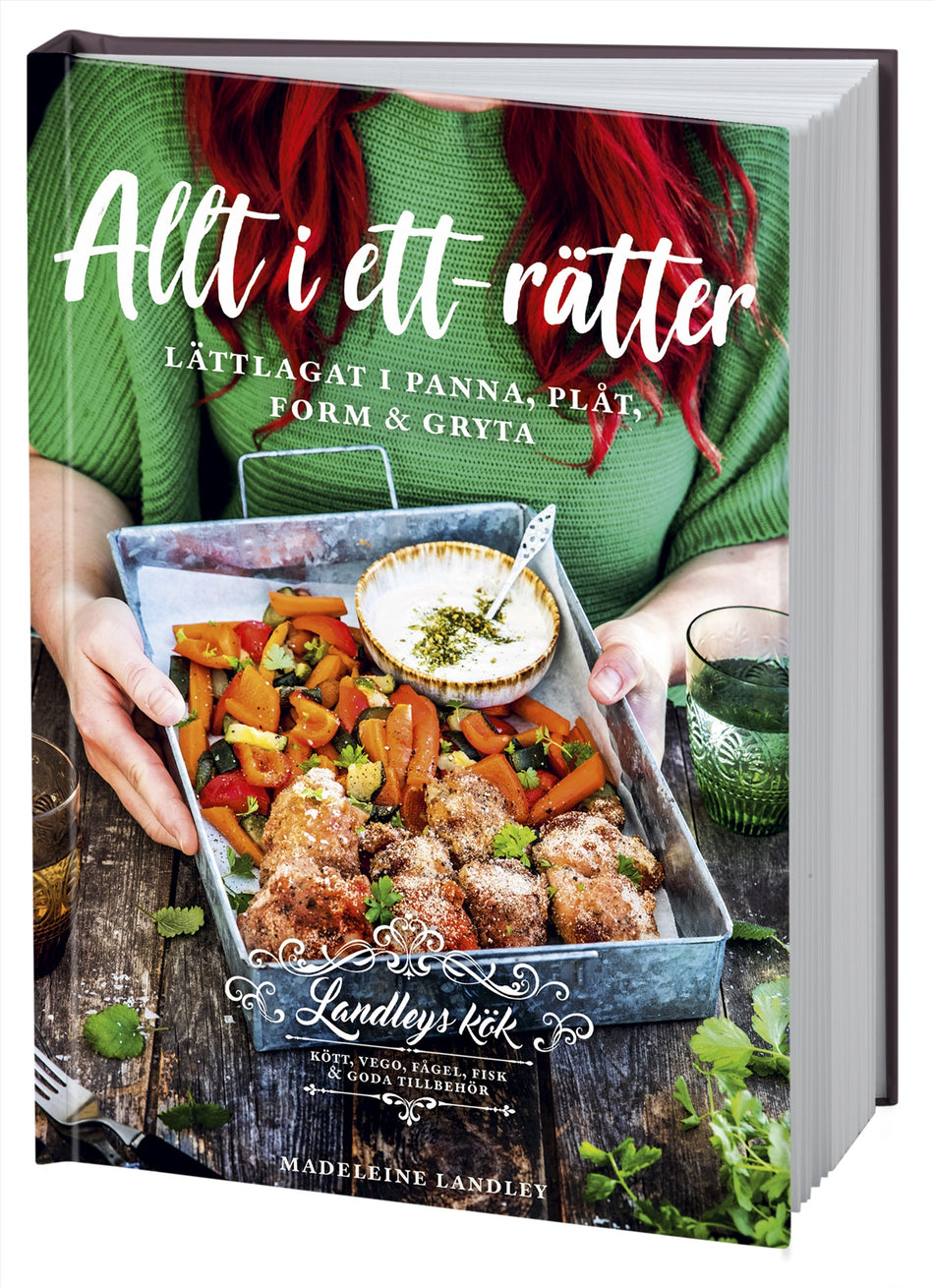 Valokuva kirjasta Madeleine Landley Allt i ett-rätter : lättlagat i panna, plåt, form &amp; gryta, kuuluu tuoteryhmään Ruots harrasteet taide.