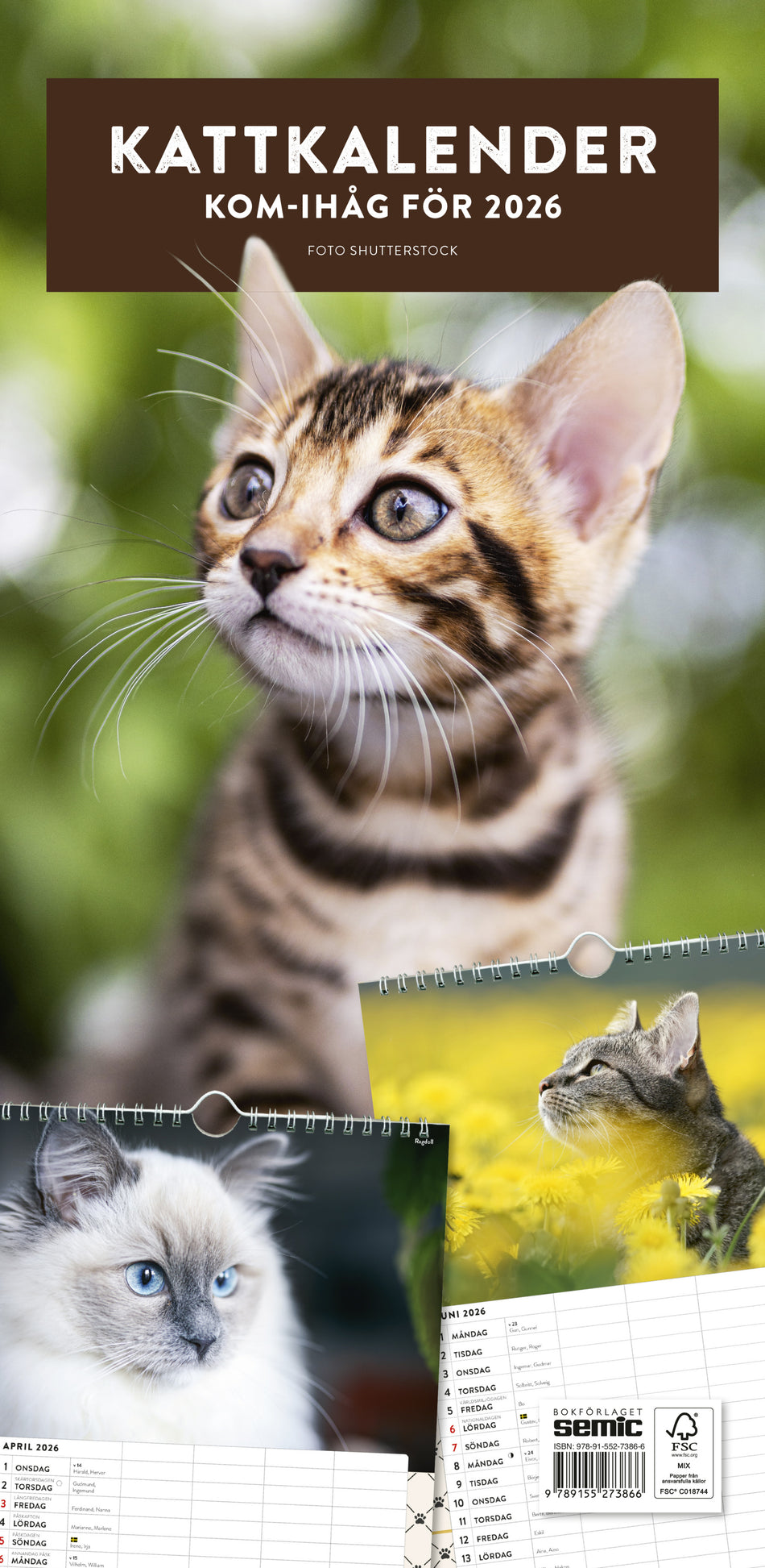 Valokuva kirjasta N/A Kattkalender 2026, kuuluu tuoteryhmään Ruots harrasteet taide.