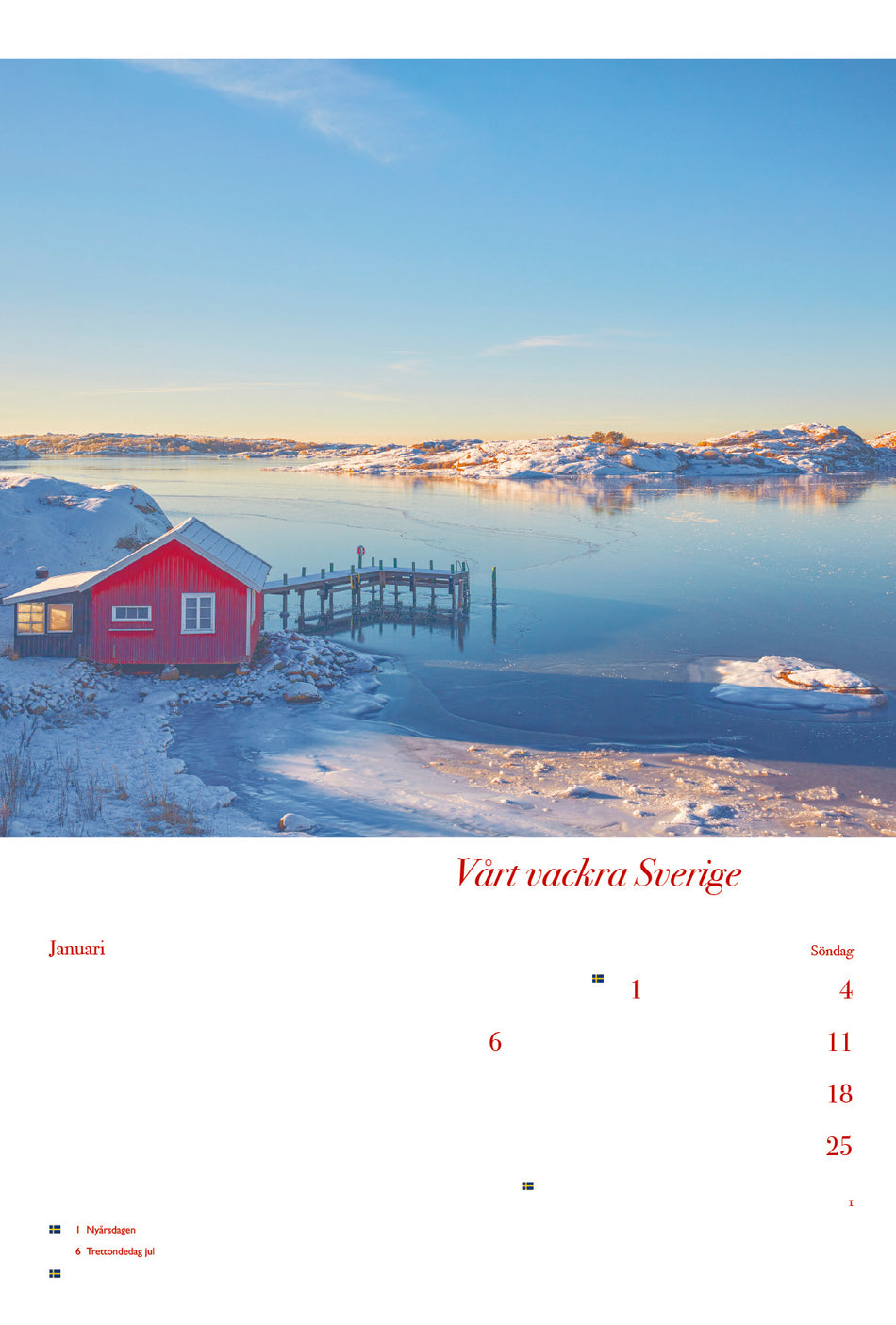 Valokuva kirjasta N/A Vårt vackra Sverige almanacka 2026, kuuluu tuoteryhmään Ruots harrasteet taide.