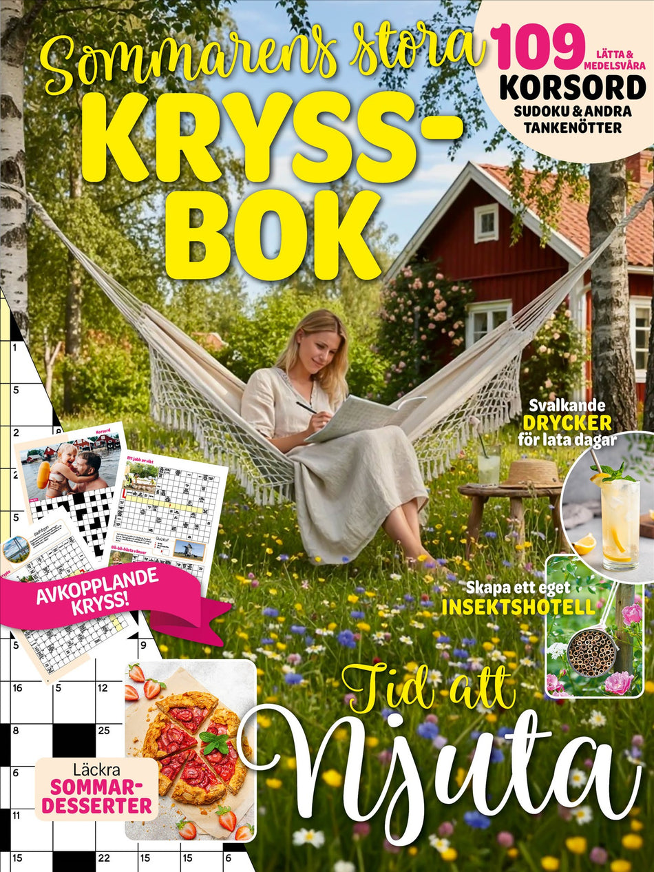 Valokuva kirjasta N/A Sommarens stora kryssbok : 109 lätta och medelsvåra korsord, sudoku och andra tankenötter, kuuluu tuoteryhmään Ruots harrasteet taide.