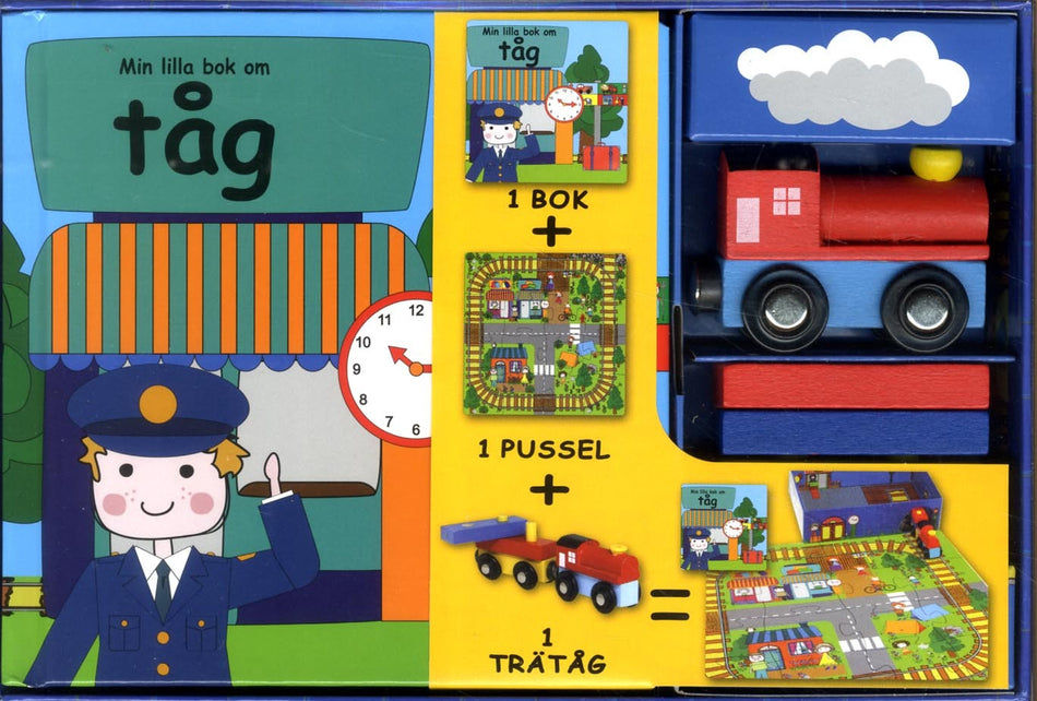 Valokuva kirjasta  Min lilla station (bok, pussel och trätåg), kuuluu tuoteryhmään Ruots lapset nuoret ja sarjakuvat.
