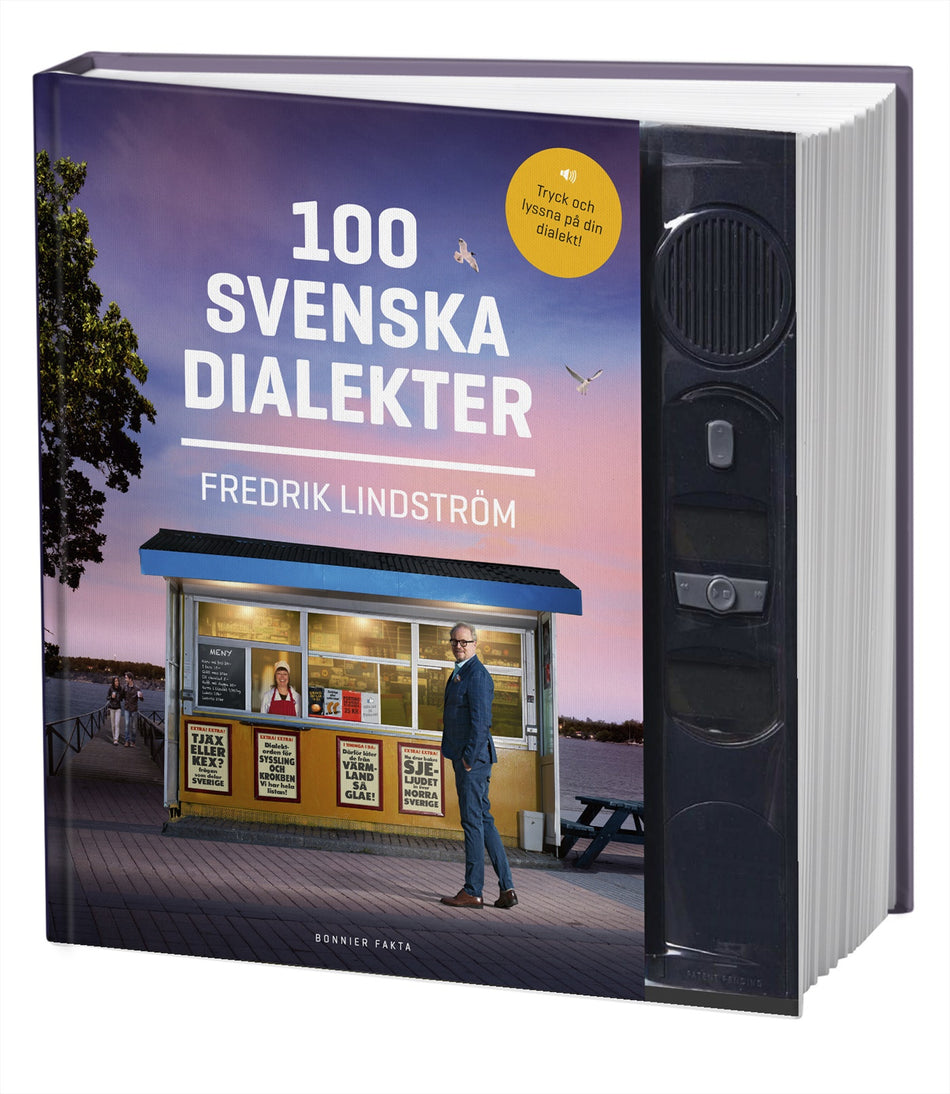 Valokuva kirjasta Fredrik Lindström 100 svenska dialekter, kuuluu tuoteryhmään Ruots muu tieto.
