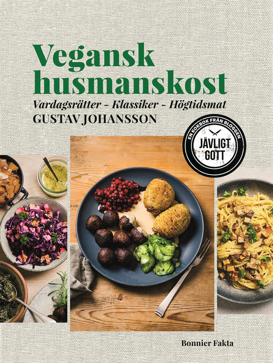 Valokuva kirjasta Gustav Johansson Vegansk husmanskost : vardagsrätter, klassiker, högtidsmat, kuuluu tuoteryhmään Ruots harrasteet taide.
