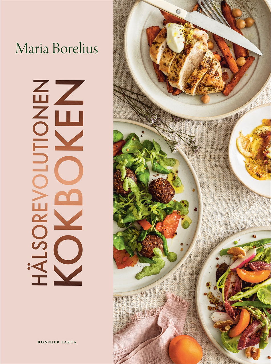Valokuva kirjasta Maria Borelius Hälsorevolutionen kokboken, kuuluu tuoteryhmään Ruots harrasteet taide.