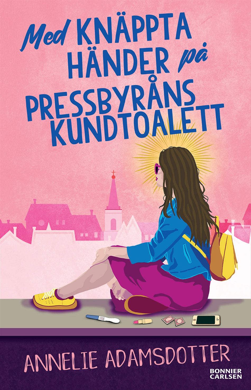 Valokuva kirjasta Annelie Adamsdotter Med knäppta händer på Pressbyråns kundtoalett, kuuluu tuoteryhmään Ruots lapset nuoret ja sarjakuvat.