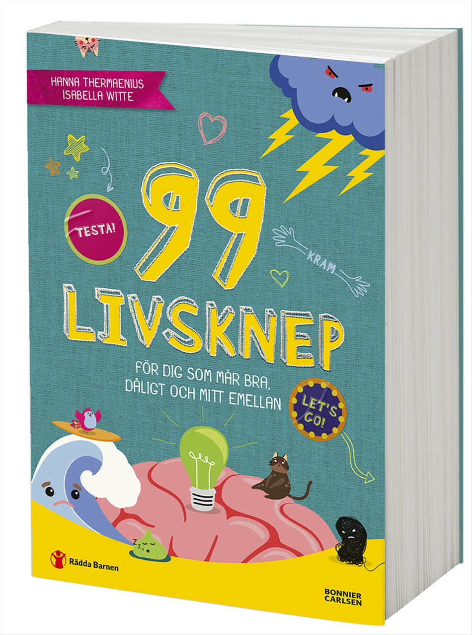 Valokuva kirjasta Hanna Thermaenius 99 livsknep för dig som mår bra, dåligt och mittemellan : en bok om psykisk hälsa och känslor för dig på mellanstadiet, kuuluu tuoteryhmään Ruots lapset nuoret ja sarjakuvat.