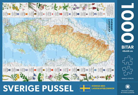 Sverige med landskapsblommor pussel 1000 bitar
