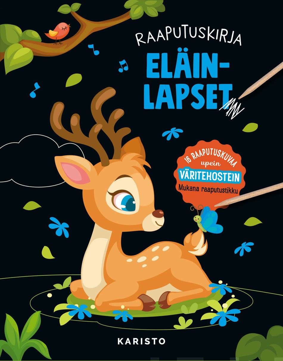 Valokuva kirjasta  Raaputuskirja Eläinlapset, kuuluu tuoteryhmään Väritys-puuhakirjat.