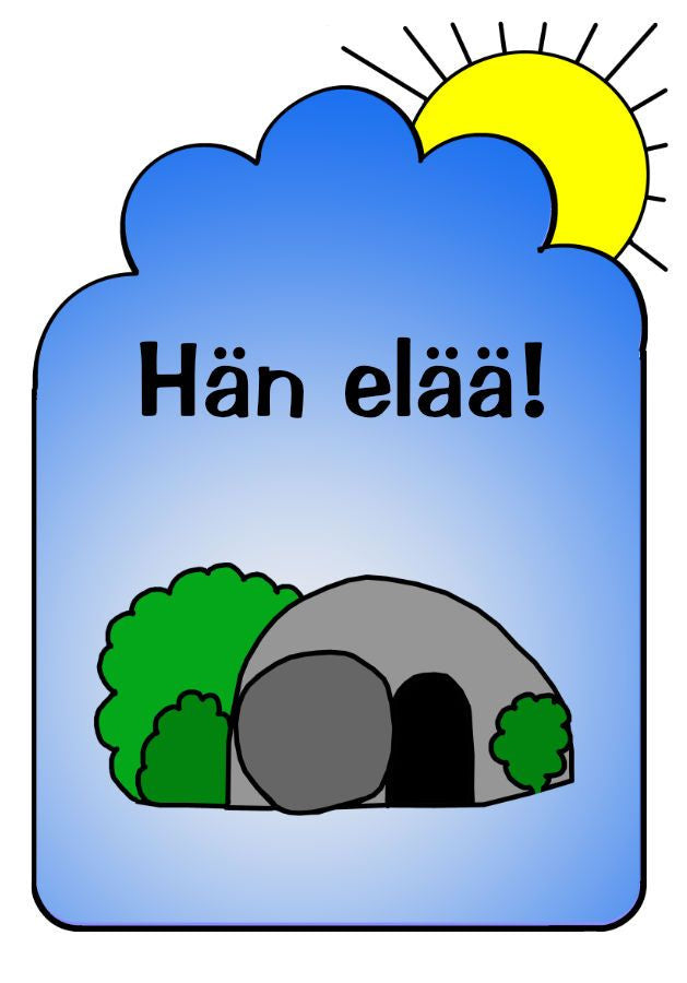 Valokuva kirjasta  Hän elää!, kuuluu tuoteryhmään Väritys-puuhakirjat.