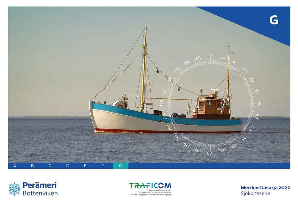 Valokuva kirjasta  Merikarttasarja G Perämeri/Bottenviken 1:50 000, kuuluu tuoteryhmään Meri- rannikkokartat.