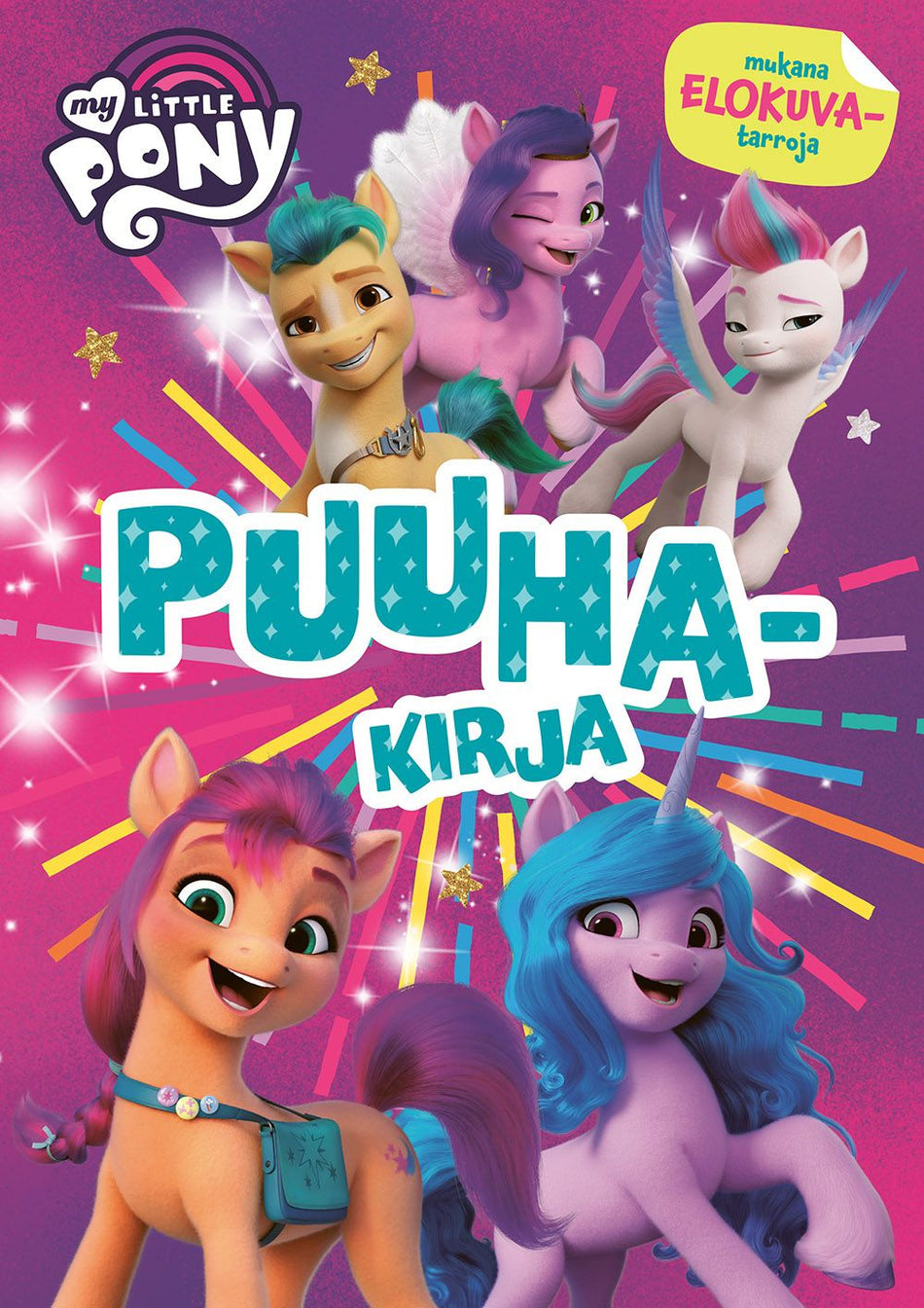 Valokuva kirjasta  My Little Pony Puuhakirja (mukana elokuvatarroja), kuuluu tuoteryhmään Väritys-puuhakirjat.
