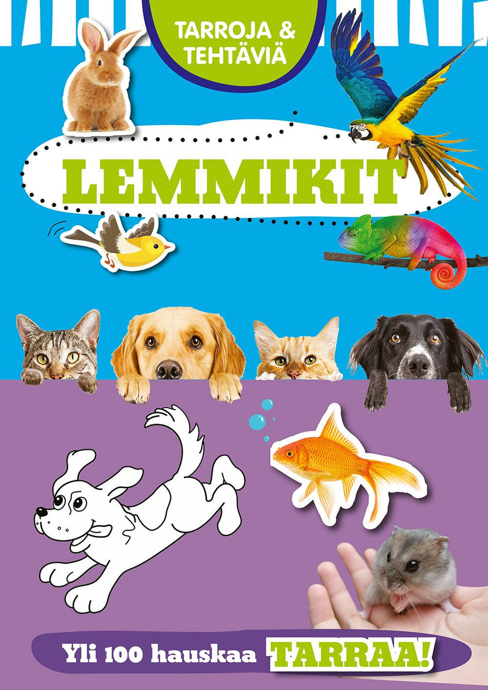 Valokuva kirjasta  Tarroja &amp; tehtäviä Lemmikit puuhakirja, kuuluu tuoteryhmään Väritys-puuhakirjat.