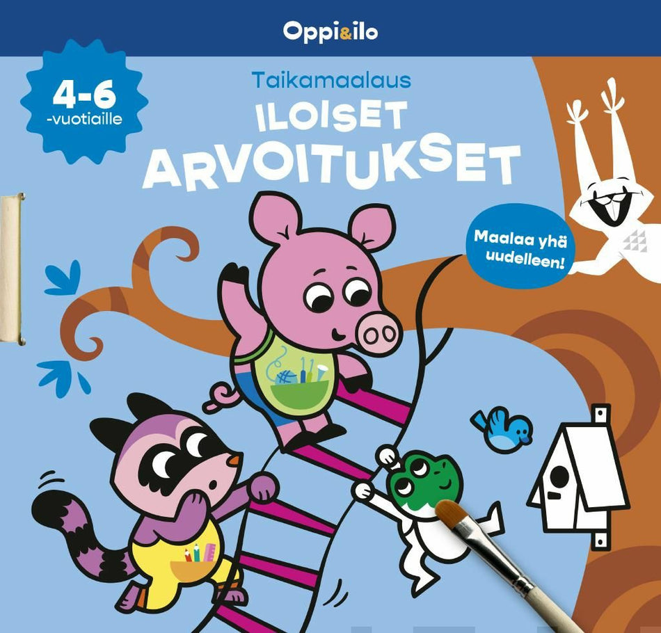 Valokuva kirjasta  Taikamaalaus iloiset arvoitukset 4-6 v, kuuluu tuoteryhmään Väritys-puuhakirjat.