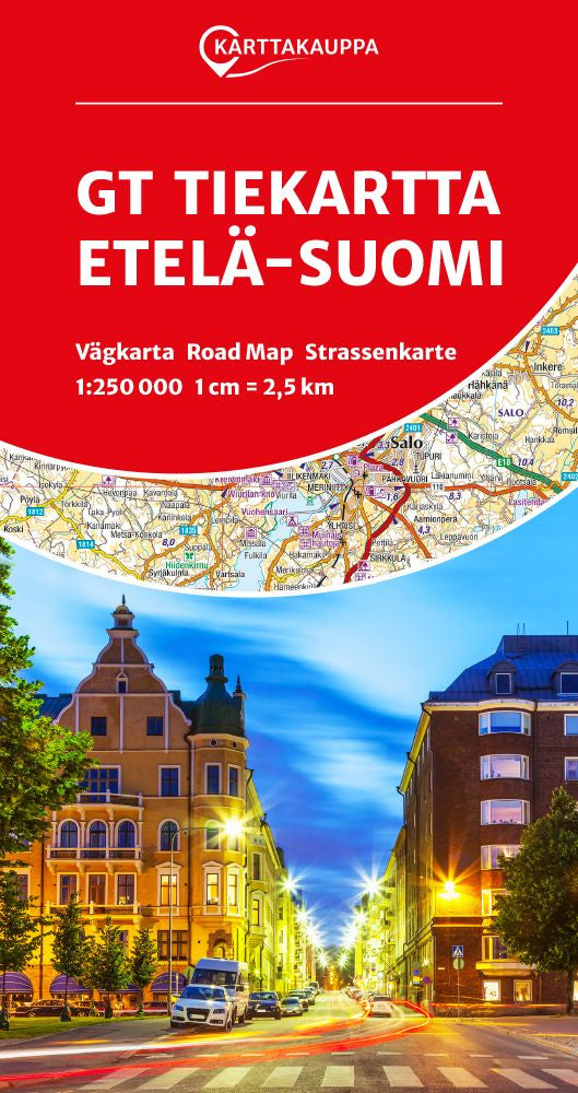 Valokuva kirjasta  GT Tiekartta Etelä-Suomi 1:250 000, kuuluu tuoteryhmään Tie- ja opaskartat.