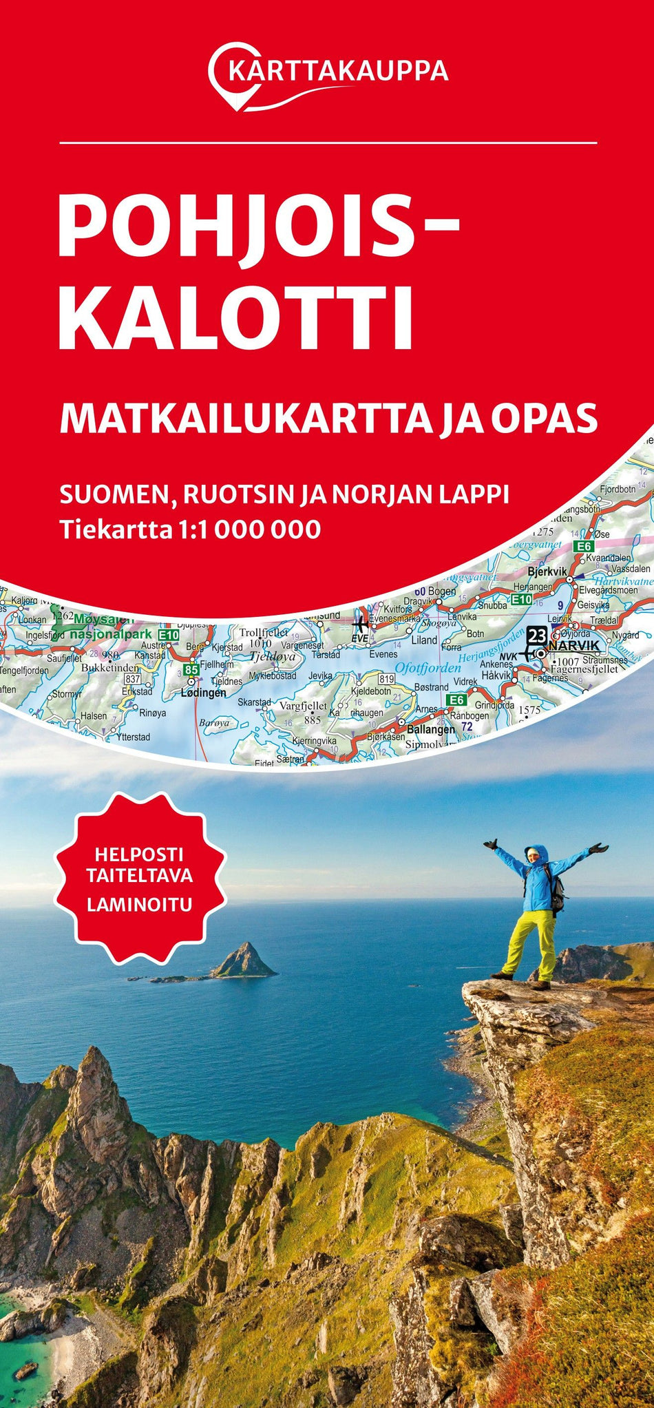 Valokuva kirjasta Aino Wuolijoki Pohjoiskalotti Matkailukartta ja opas, kuuluu tuoteryhmään Tie- ja opaskartat.