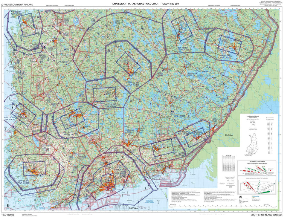 Valokuva kirjasta  Southern Finland ilmailukartta, kuuluu tuoteryhmään Matkat.