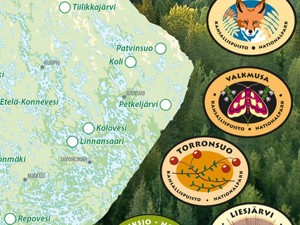 Suomen kansallispuistot seinäkartta