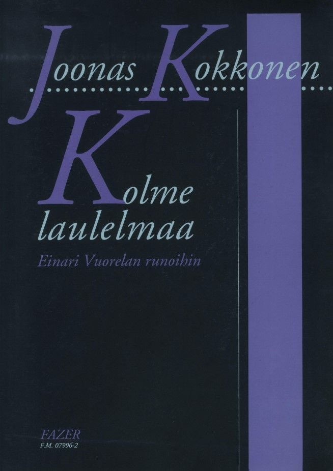 Valokuva kirjasta  Kolme laulelmaa Einari Vuorelan runoihin - Voice &amp; piano, kuuluu tuoteryhmään Musiikki.