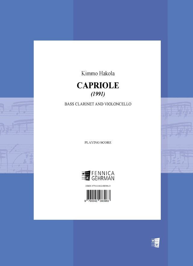Valokuva kirjasta  Capriole for bass clarinet and violoncello - Playing score, kuuluu tuoteryhmään Musiikki.