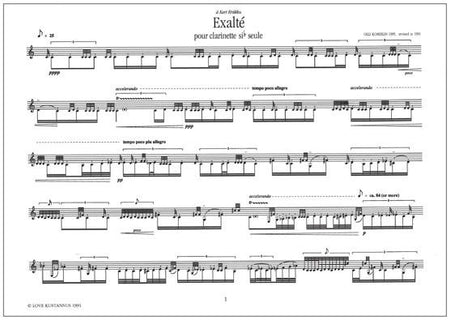 Exalté for clarinet
