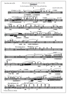 Quintet for alto saxophone, bassoon, viola, cello and double bass - Parts