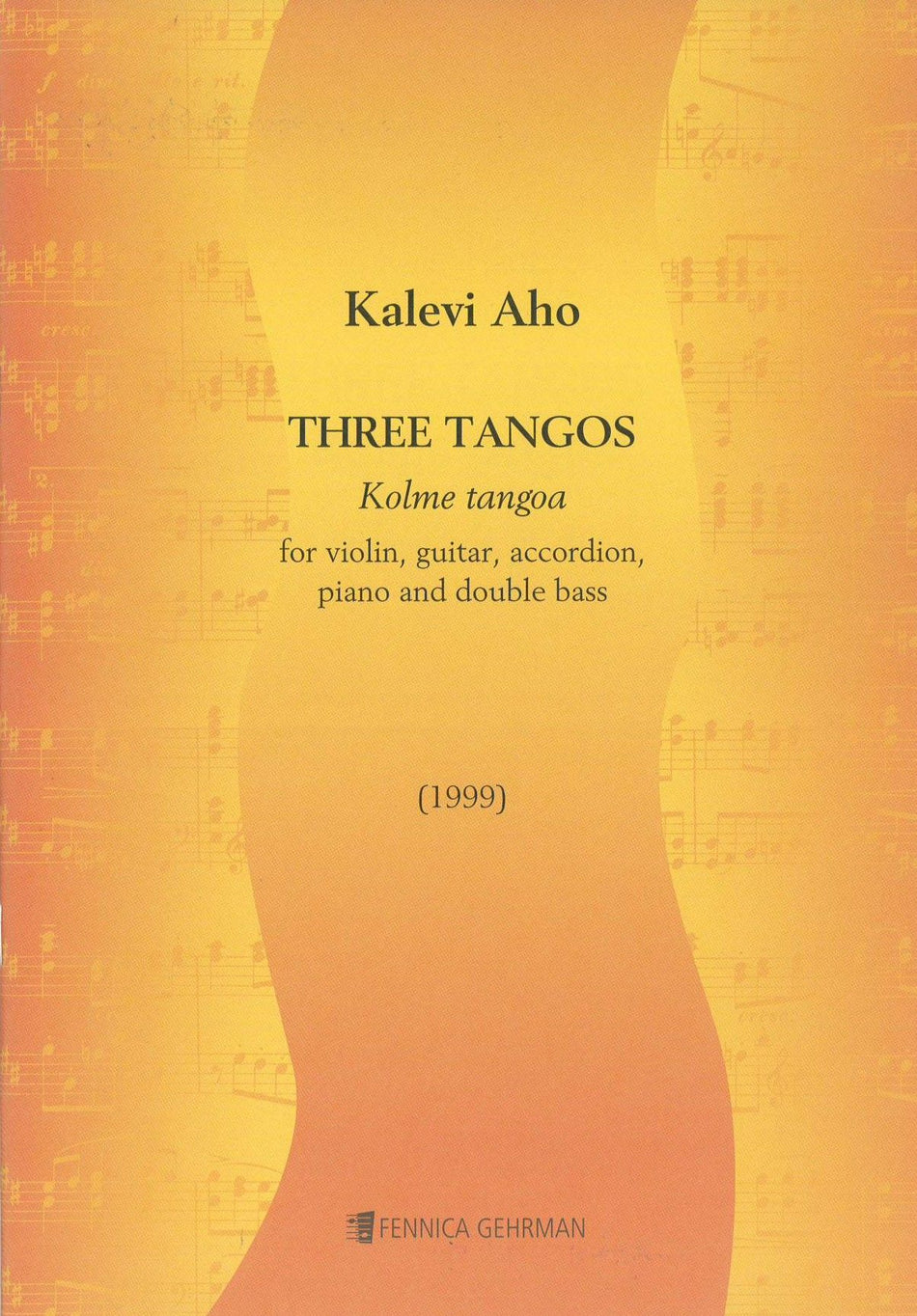 Valokuva kirjasta  Three Tangos for for violin, guitar, accordion, piano and double bass - Score, kuuluu tuoteryhmään Musiikki.