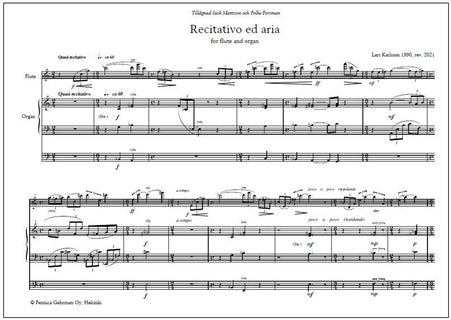 Recitativo ed aria for flute and organ