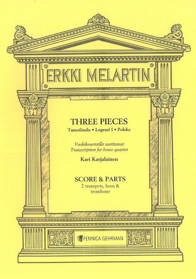Valokuva kirjasta  Three pieces for brass quartet (2 trumpets, horn &amp; trombone)- Score &amp; parts, kuuluu tuoteryhmään Musiikki.