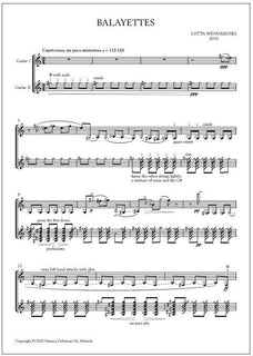 Balayettes for two guitars - Performance score