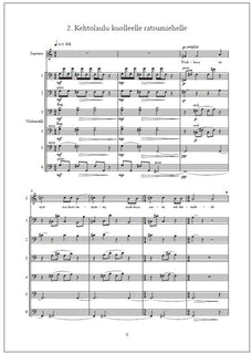 Neljä laulua unesta sopraanolle ja kuudelle sellolle - Partituuri & stemmat