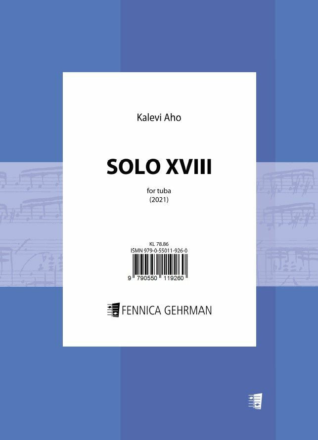 Valokuva kirjasta Kalevi Aho Solo XVIII for tuba, kuuluu tuoteryhmään Musiikki.