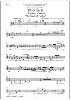 Trio no. 5 for flute, violin & piano - Score (piano) & parts