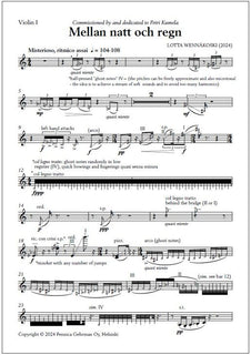 Mellan natt och regn for guitar and string quartet - Score & parts