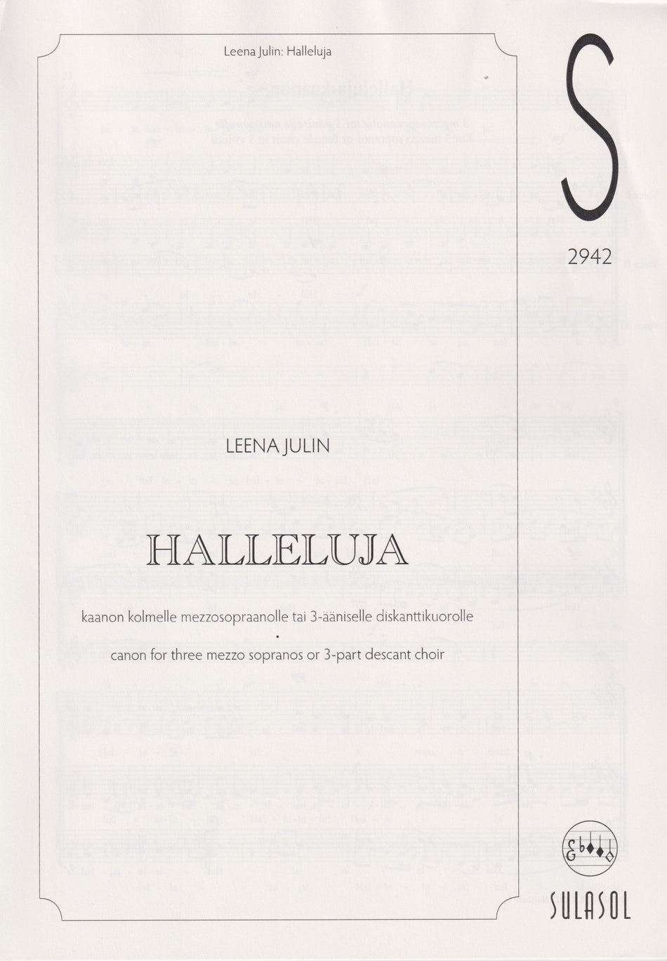 Valokuva kirjasta  Halleluja, kuuluu tuoteryhmään Musiikki.