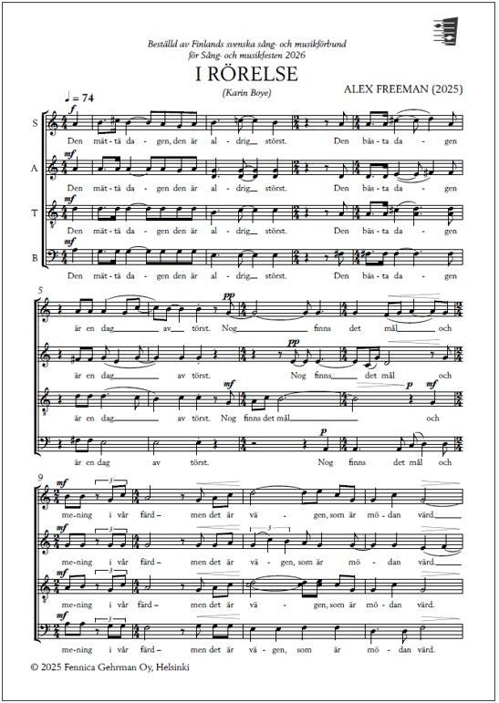 Valokuva kirjasta  I rörelse - Mixed choir, kuuluu tuoteryhmään Musiikki.