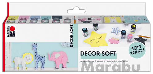 Marabu Decor Soft Starter Kit 6x15ml +sivellin