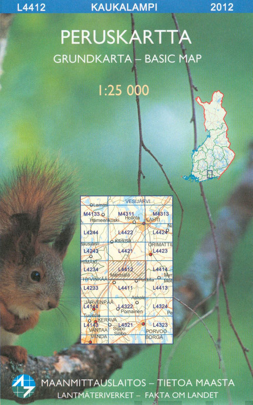 Peruskartta L4412 Kaukalampi 1:25 000