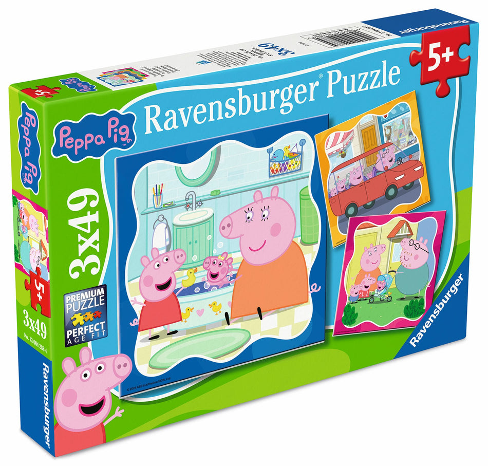 Valokuva tuotteesta Palapeli 3x49 palaa Peppa Pig Family First!, kuuluu tuoteryhmään Palapelit.
